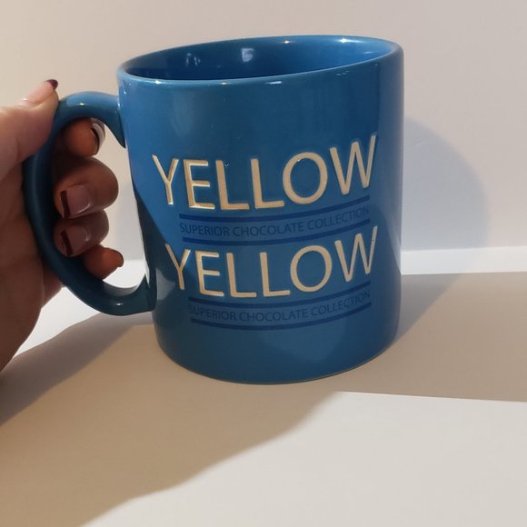 M&M World Blue Mug Superior Chocolate Collection Yellow 2005 16 Oz - Picture 4 of 6